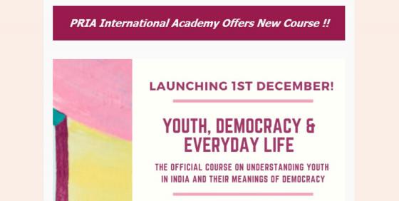 PRIA International Academy Offers New Course: Youth, Democracy and Everyday Life