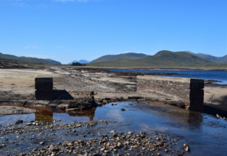 Low water levels in a Scottish loch